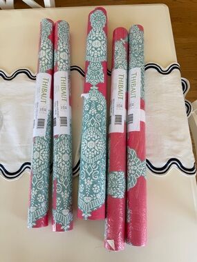 Thibaut Pink and Teal Medallion Wallpaper - Decorative Wall Covering